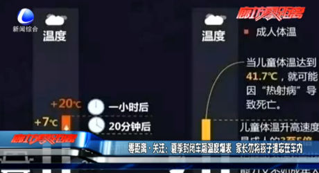 夏季封閉車廂溫度爆表 勿將孩子忘在車內